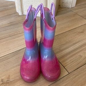 Western chief kids sparkly pink and blue ombré  rain boots size 1